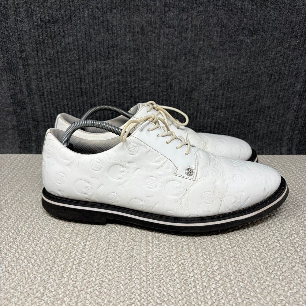 G/FORE Gallivanter Skulls & Tees Leather Spikeless Golf Shoes White Mens 11 WIDE